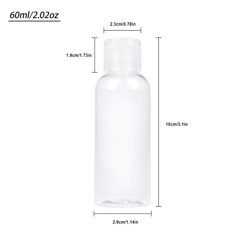 TRENDBOX 6 Pack Plastic Empty Bottles with Flip Cap for Shampoo, Lotions, Liquid Body Soap, Cream (2 oz / 60 ml) - Image 2